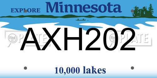AXH202 Minnesota License Plate