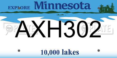 AXH302 Minnesota License Plate