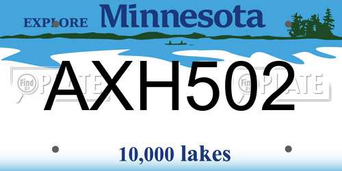 AXH502 Minnesota License Plate