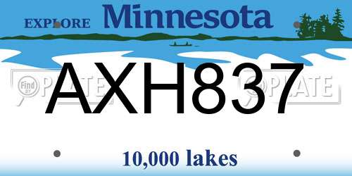 AXH837 Minnesota License Plate