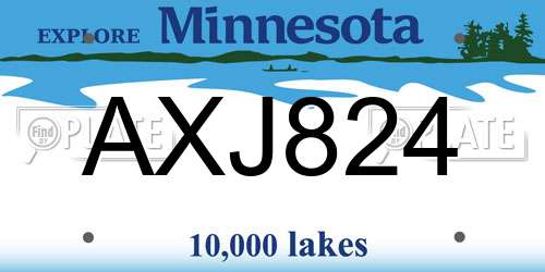 AXJ824 Minnesota License Plate