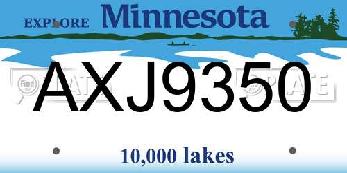 AXJ9350 Minnesota License Plate