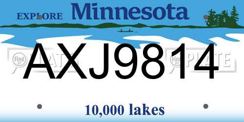 AXJ9814 Minnesota License Plate