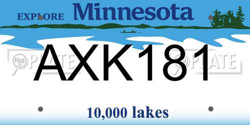 AXK181 Minnesota License Plate