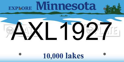 AXL1927 Minnesota License Plate