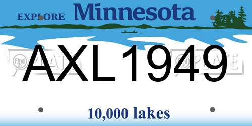 AXL1949 Minnesota License Plate
