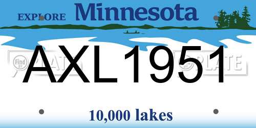 AXL1951 Minnesota License Plate
