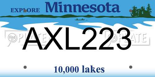 AXL223 Minnesota License Plate