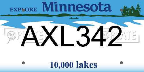 AXL342 Minnesota License Plate