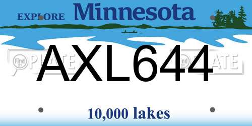 AXL644 Minnesota License Plate