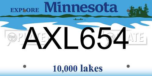 AXL654 Minnesota License Plate
