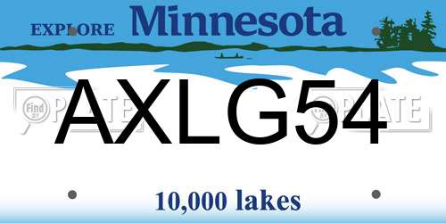 AXLG54 Minnesota License Plate