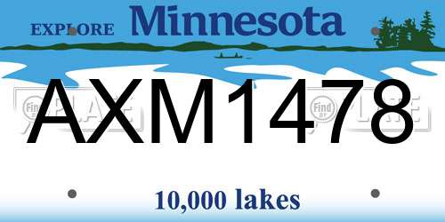 AXM1478 Minnesota License Plate