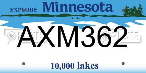 AXM362 Minnesota License Plate