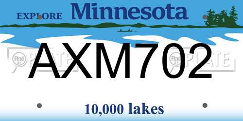 AXM702 Minnesota License Plate