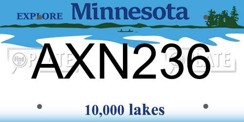 AXN236 Minnesota License Plate