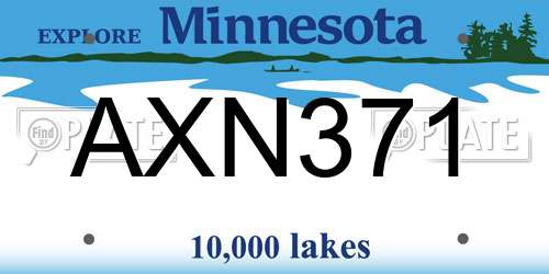 AXN371 Minnesota License Plate