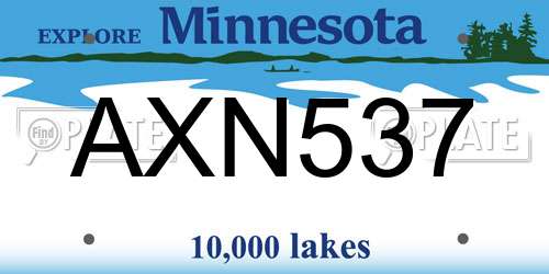 AXN537 Minnesota License Plate