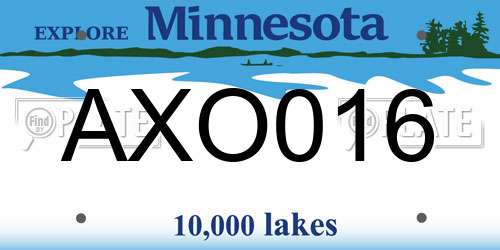 AXO016 Minnesota License Plate