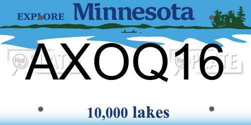 AXOQ16 Minnesota License Plate