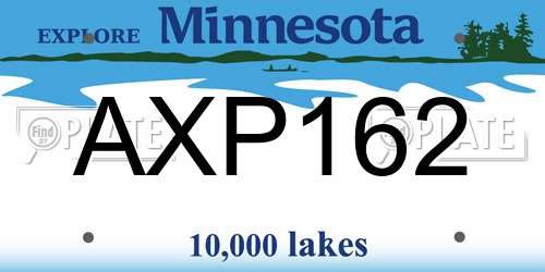AXP162 Minnesota License Plate