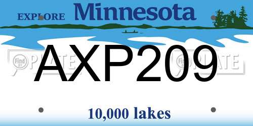 AXP209 Minnesota License Plate