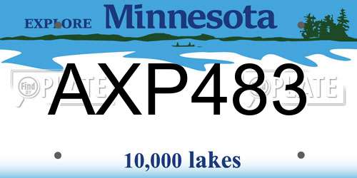 AXP483 Minnesota License Plate