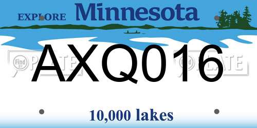AXQ016 Minnesota License Plate