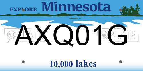 AXQ01G Minnesota License Plate