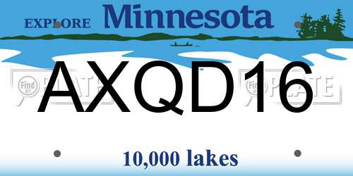 AXQD16 Minnesota License Plate