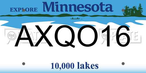 AXQO16 Minnesota License Plate