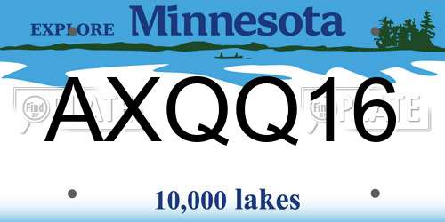AXQQ16 Minnesota License Plate