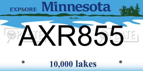 AXR855 Minnesota License Plate
