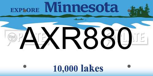 AXR880 Minnesota License Plate
