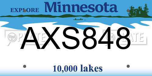 AXS848 Minnesota License Plate