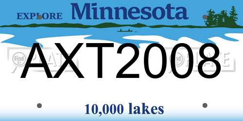 AXT2008 Minnesota License Plate