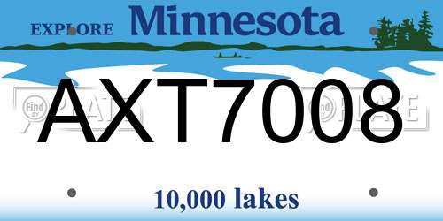 AXT7008 Minnesota License Plate