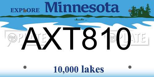 AXT810 Minnesota License Plate