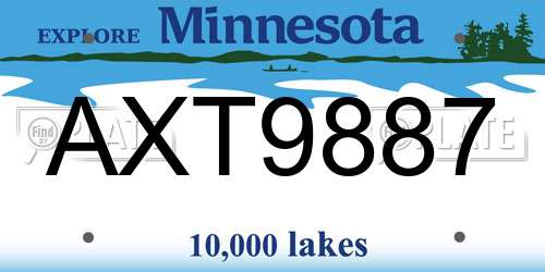 AXT9887 Minnesota License Plate