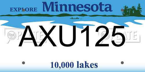 AXU125 Minnesota License Plate