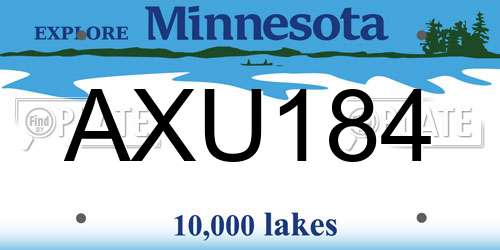 AXU184 Minnesota License Plate