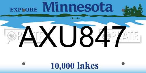 AXU847 Minnesota License Plate