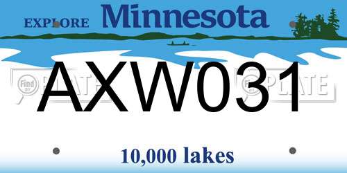 AXW031 Minnesota License Plate