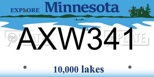 AXW341 Minnesota License Plate