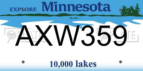 AXW359 Minnesota License Plate