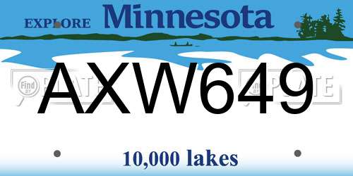 AXW649 Minnesota License Plate