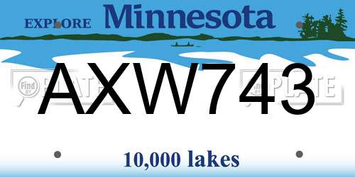 AXW743 Minnesota License Plate