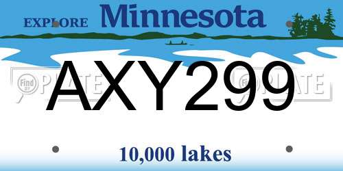 AXY299 Minnesota License Plate