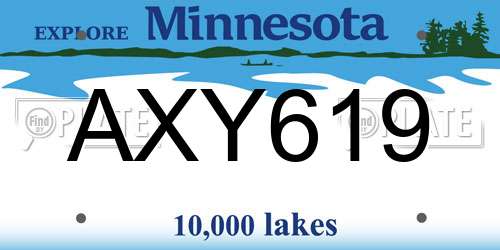 AXY619 Minnesota License Plate