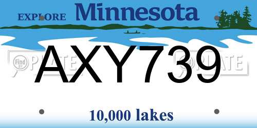 AXY739 Minnesota License Plate